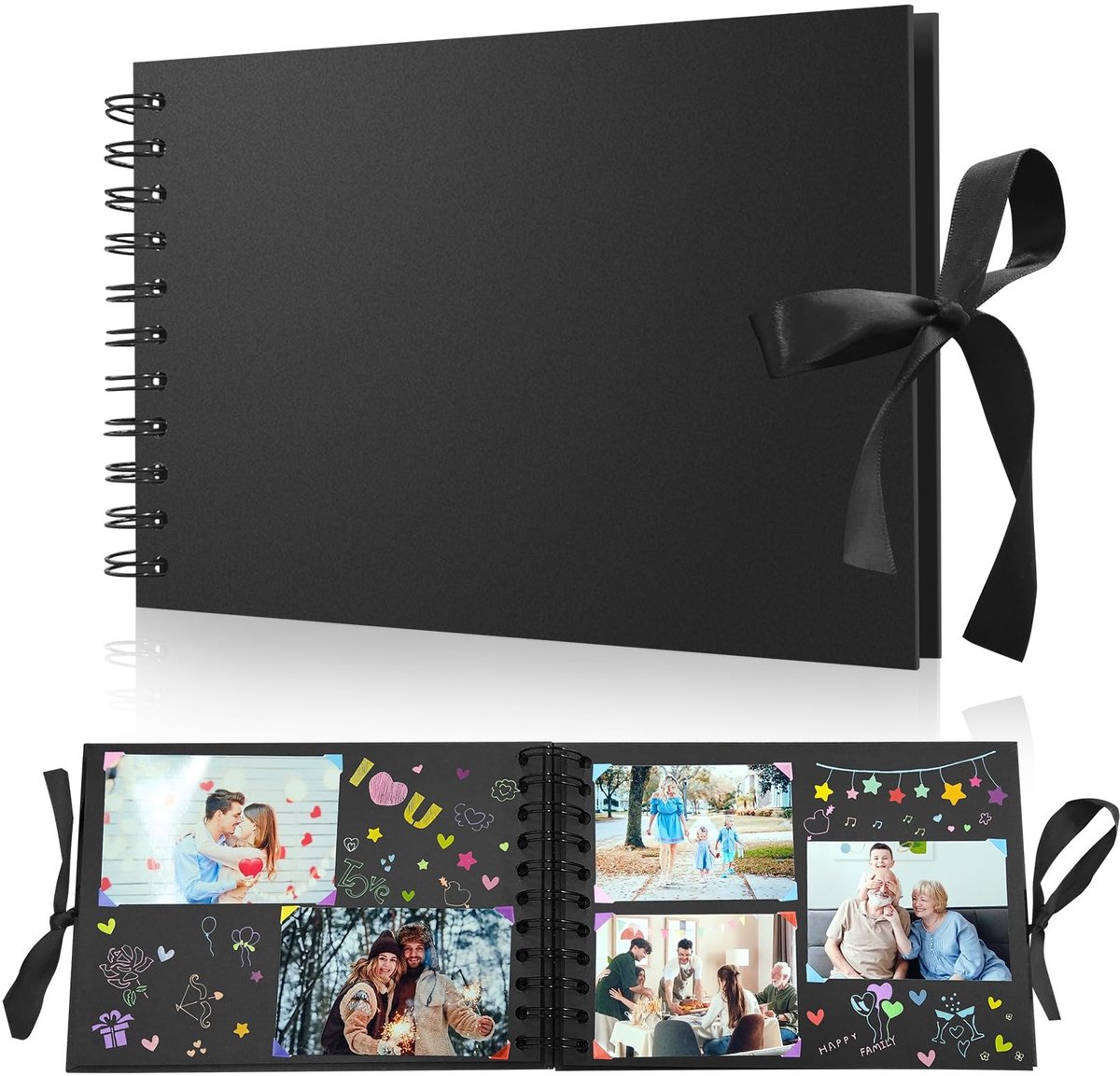 Omgoods - DIY Fotoalbum met 60 Zwarte Pagina's voor Herinneringen