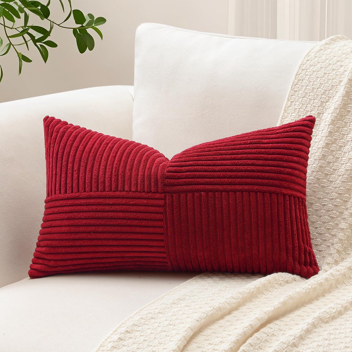 Omgoods - Zachte Corduroy Kussenhoes met Streepdesign voor Bank