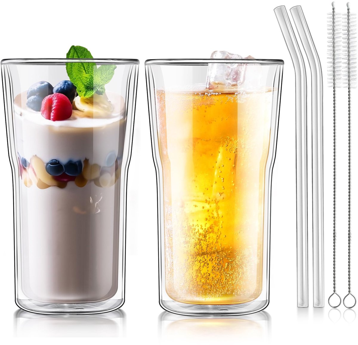 Omgoods - Dubbelwandige Glazen Drinkbekers (Set van 2)