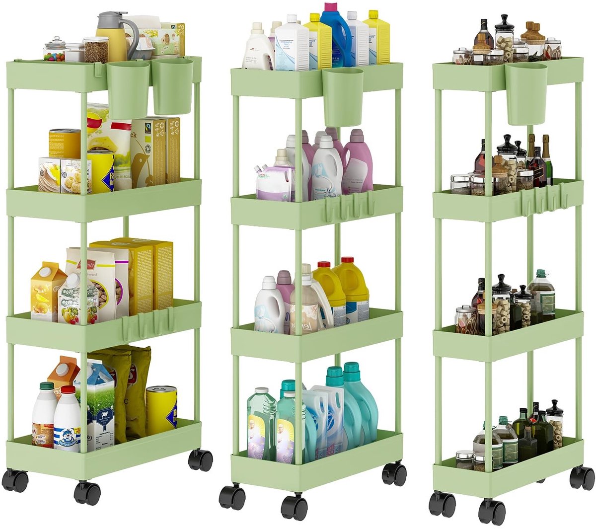 Omgoods - Mobiele Keukenwagen met 4 Schappen en Wielen
