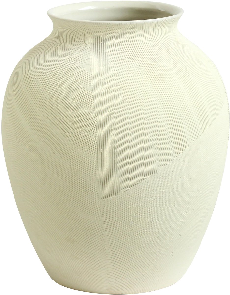 Omgoods - Beige Keramische Vaas van 30 cm voor Bloemen