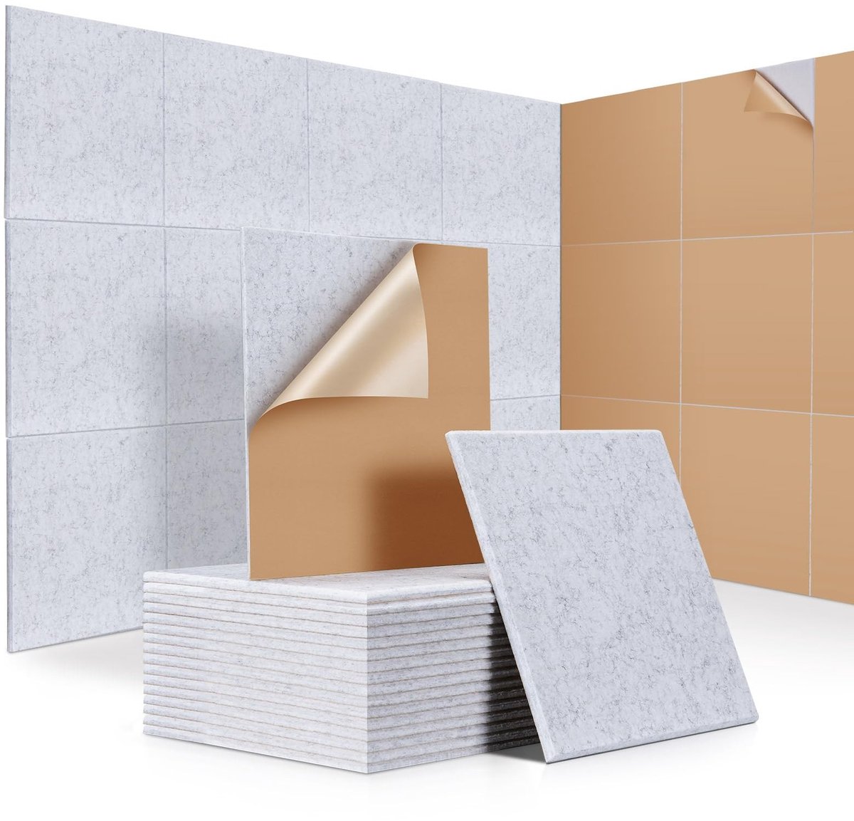 Omgoods - Geluidsabsorberende Panelen Set van 18 Stuks Grijs