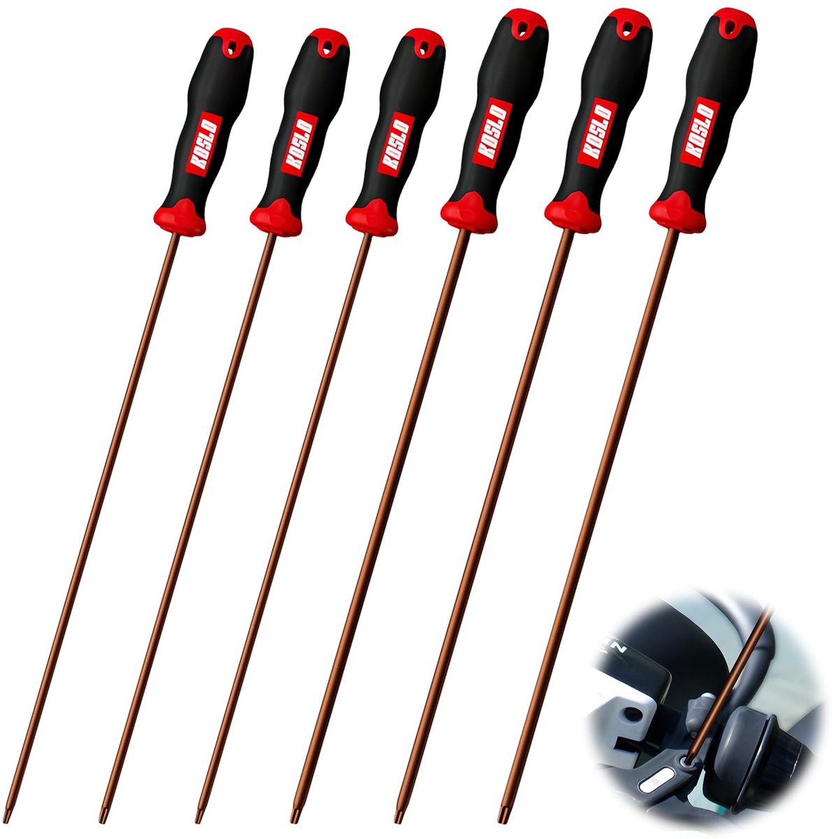 Omgoods - 6-delige Long Torx Schroevendraaierset - Magnetisch, 300 mm - Ergonomisch Handvat (T10, T15, T20, T25, T27, T30)