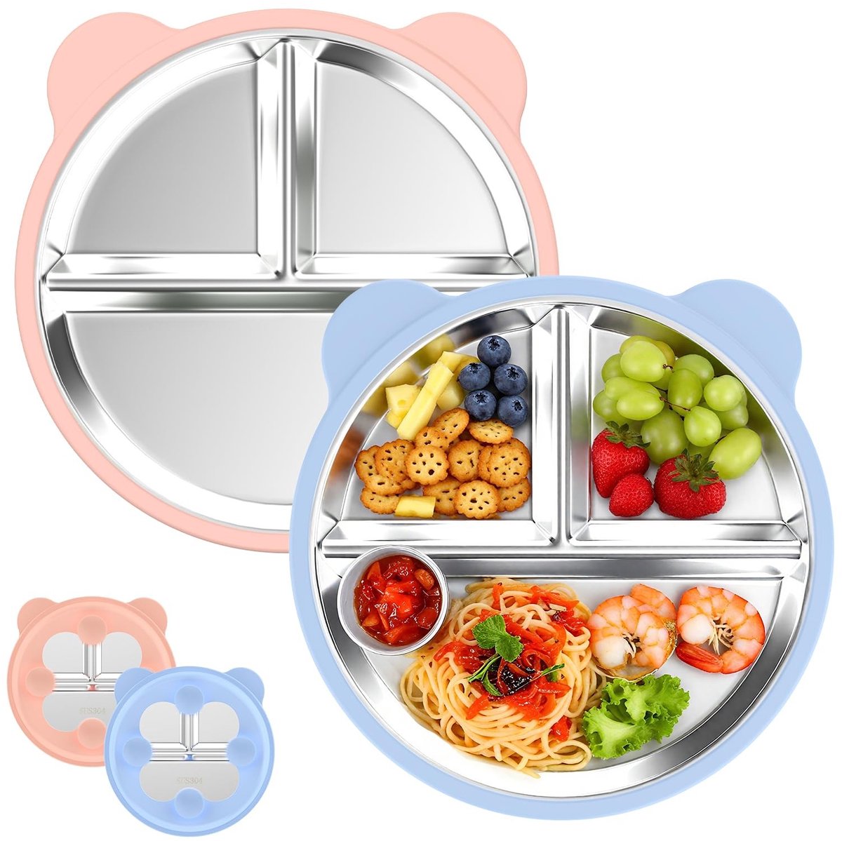 Omgoods - Set van 2 Silicone Babyplaten met Zuignappen