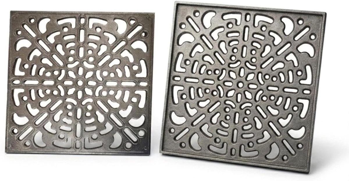 Ventilatierooster Gietijzer - Rooster Afzuiging - Luchtstroom Optimaliseren - Robuust Gietijzer Design - 25 x 25 cm - Grijs
