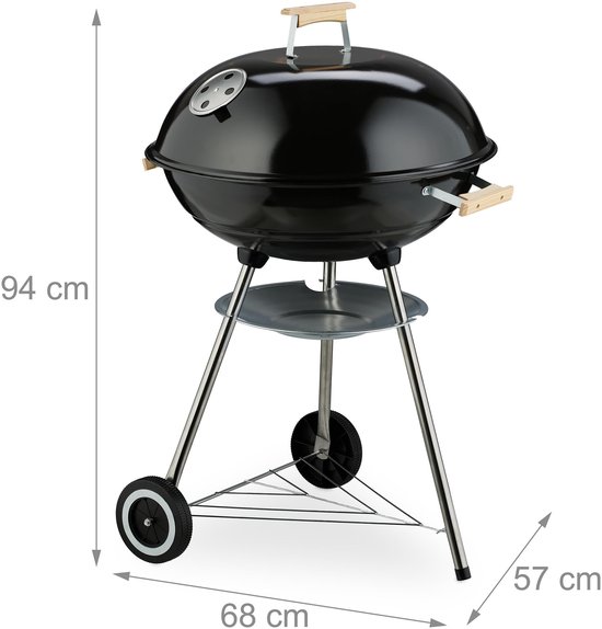 kogelbarbecue Ø 54 cm - met wielen - deksel - luchtrooster - asvanger van Merkloos — afbeelding 2