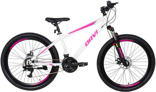Davi Bonita – Mountainbike – 26 inch – 21 versnellingen – Schijfremmen – Voorvork met vering – Wit/Roze — afbeelding 2