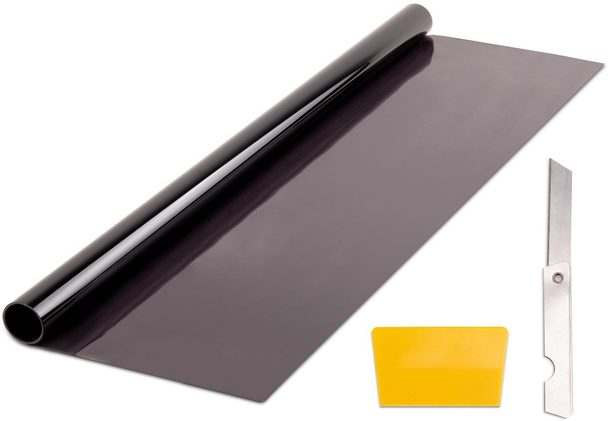 Omgoods - Zwarte Zonnefolie 70 x 300 cm voor Autobinnen