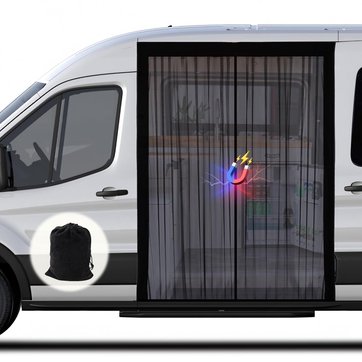 Omgoods- Insectenscherm met magnetisme - Muggennet voor auto - Schuifdeur vliegengaas - Achterklep muggennet - 180 x 100 cm - Sterk anti-muggeneffect - Muggengaas