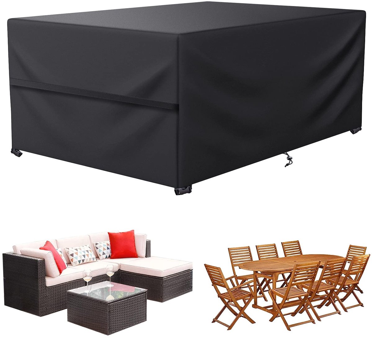 Omgoods- Afdekzeil Waterdicht - Beschermhoes Tuinmeubelen - UV-bestendig - Winddicht - Stofdicht - 600D Oxford-weefsel - Rechthoekig 150x120x75 - Tuinmeubelhoes