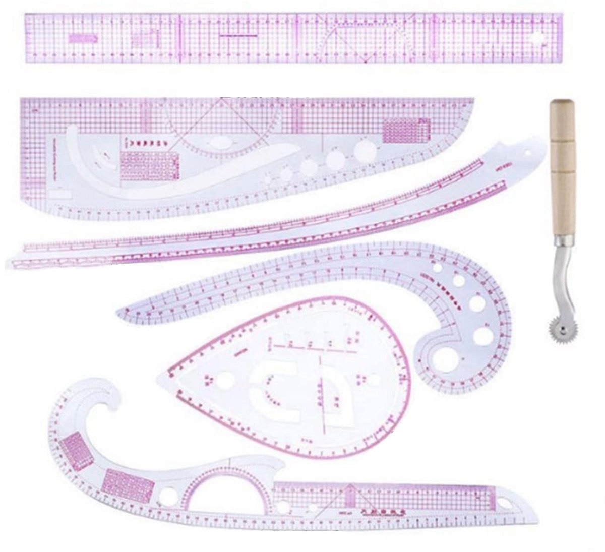 Omgoods - 7 Delige Set voor Kleding Meten, Multifunctionele Rulers voor Naaiwerk en Design