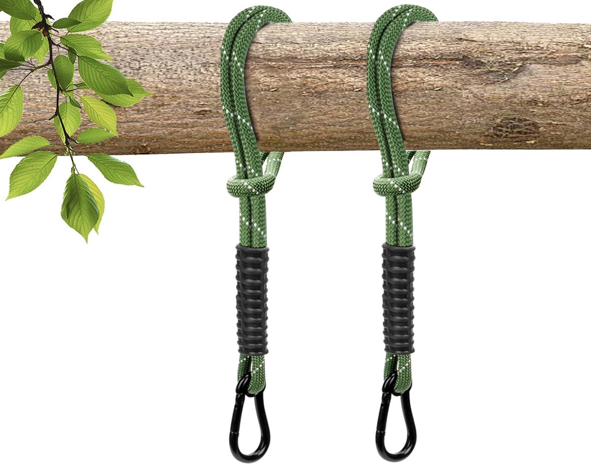 2-delige schommelbevestiging set voor hangmat en hangstoel, 53 cm, ophangset met karabijnhaak voor buitengebruik
