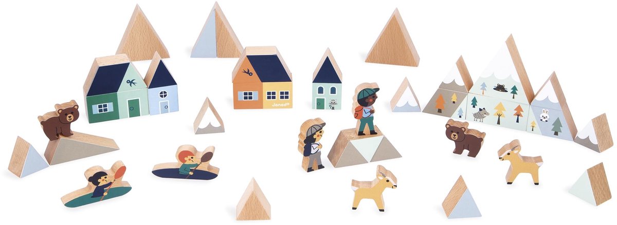 Omgoods - Set van 34 Houten Blokken voor Creatief Spel en Fantasie