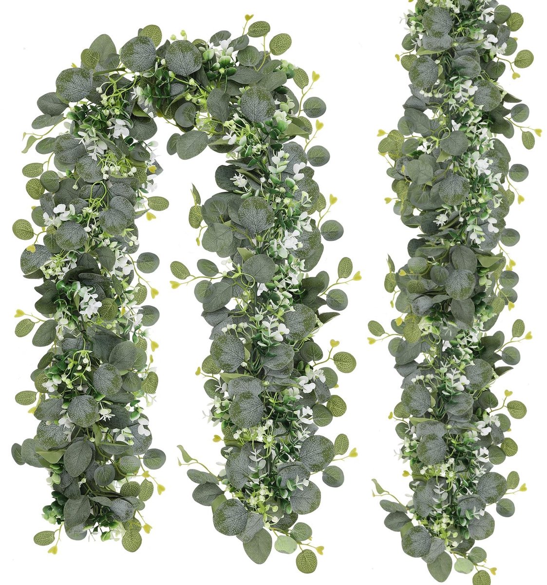 Omgoods- Eucalyptus Slinger 1,8m - Kunstplant - Guirlande met Bloemen - Decoratie Binnen/Buiten - Waterdicht - Natuurlijke Uiterlijk