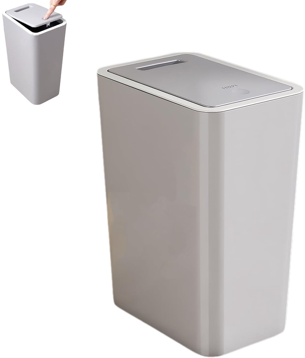Omgoods - 10 Litre Afvalbak met Deksel voor Badkamer en Keuken