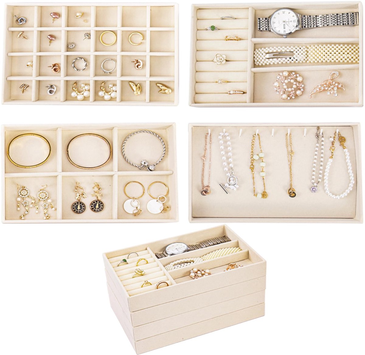 Omgoods - Luxe Sieraden Organizer met Verstelbare Indeling