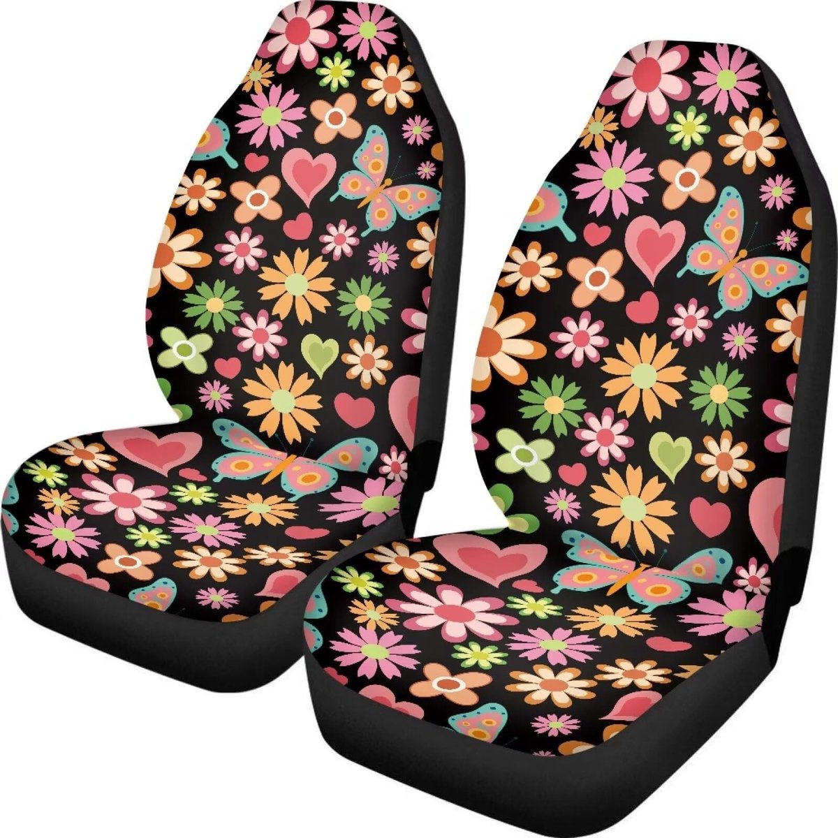 Omgoods - Hippie Bloemen Autoschoeisel Covers, Universele Bescherming voor Voorstoelen