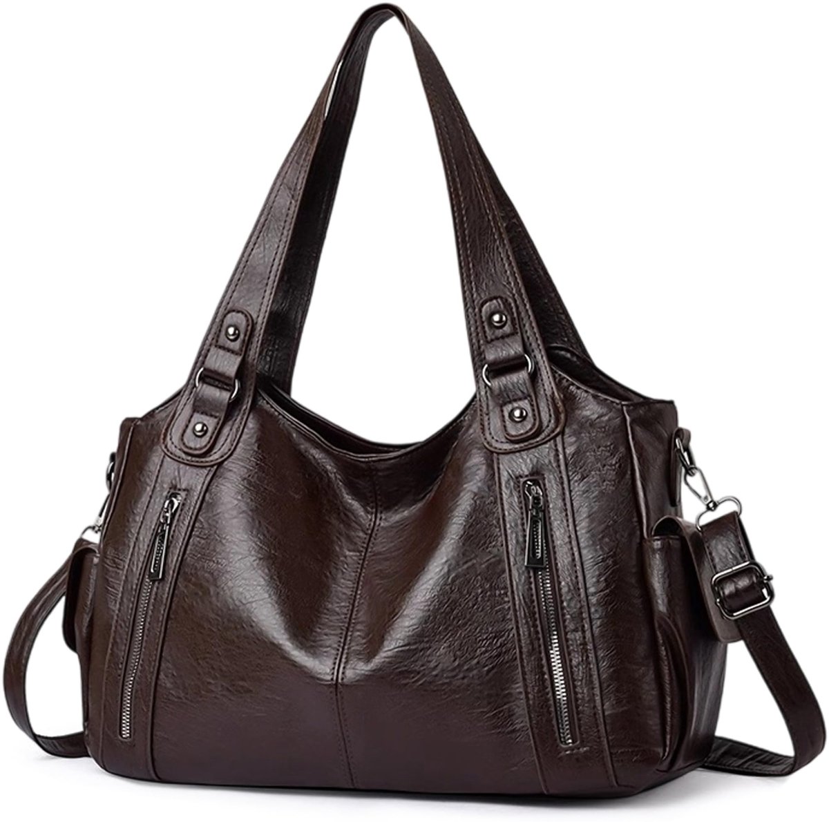 Omgoods - Grote Dames Shopper Tas van PU Leer met Vintage Stijl