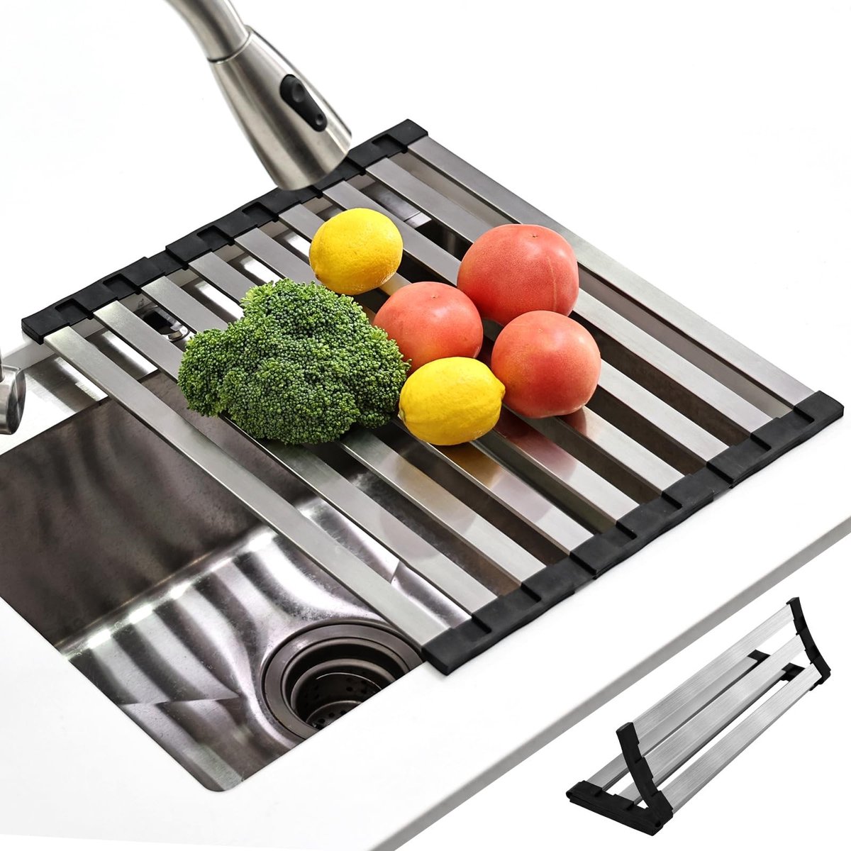 Omgoods - Keuken Afdruiprek van Roestvrij Staal met Silicone