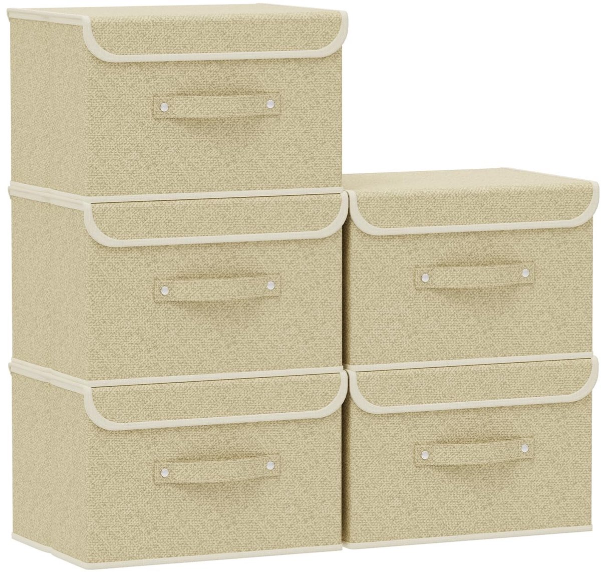 Omgoods - Set van 5 Vouwbare Opbergdozen met Deksel voor Thuis