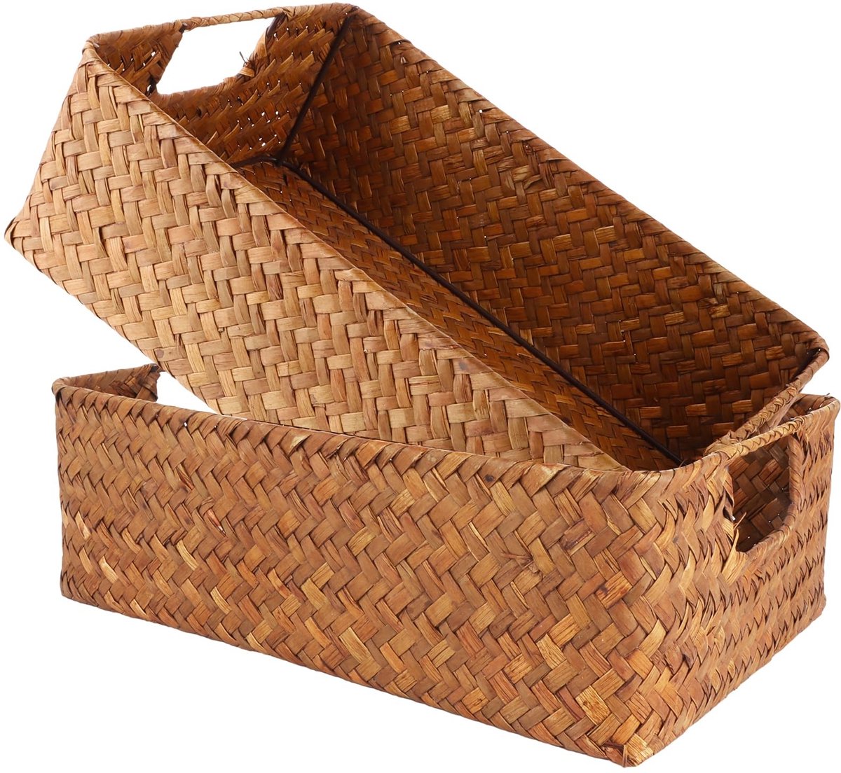Omgoods - 2 Stuks Seagrass Opbergmanden - Handgemaakte Gevlochten Mand voor Thuis