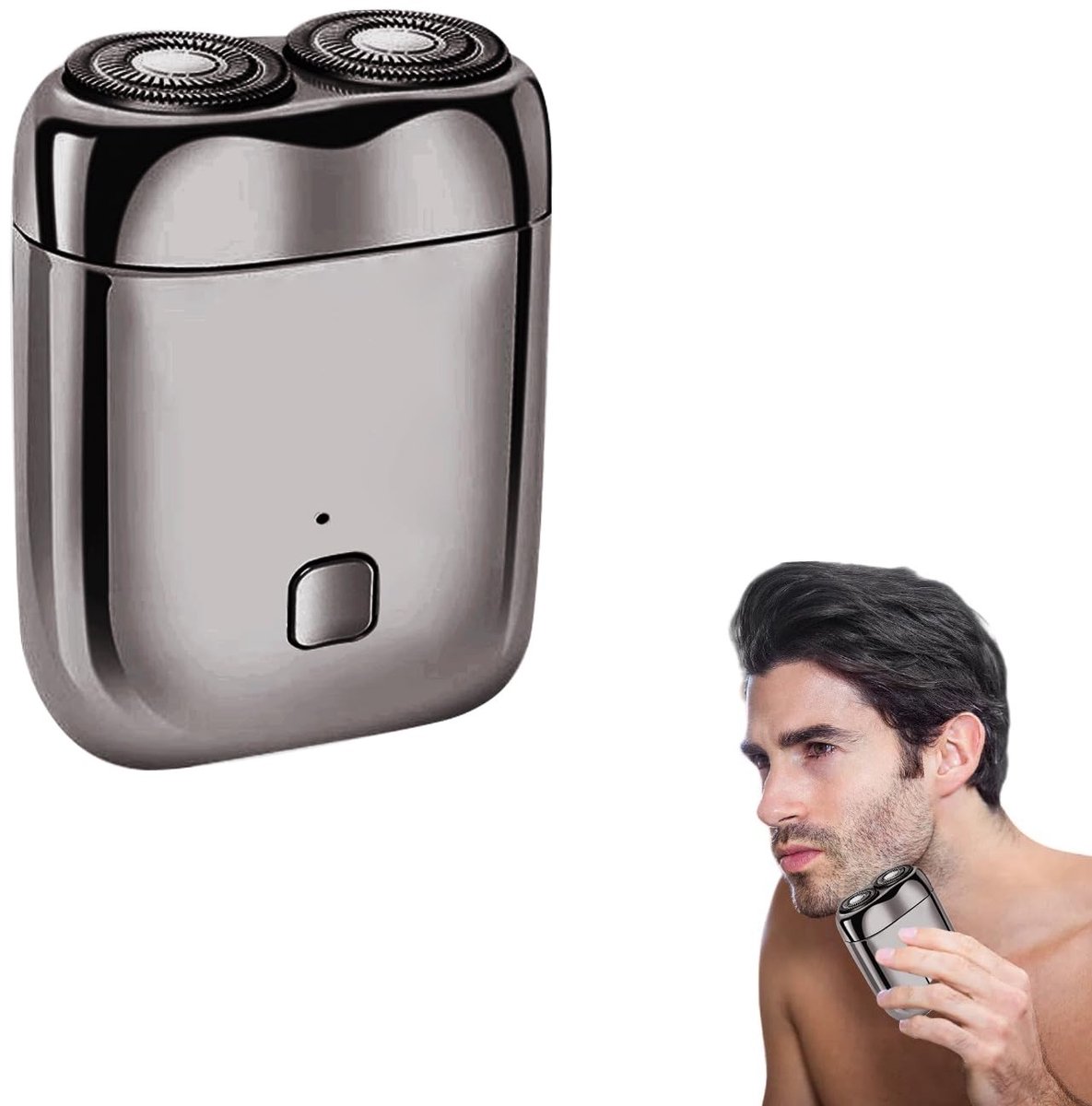 Omgoods - Mini Elektrische Scheerapparaat met Dubbele Kop en USB Oplaadbaar