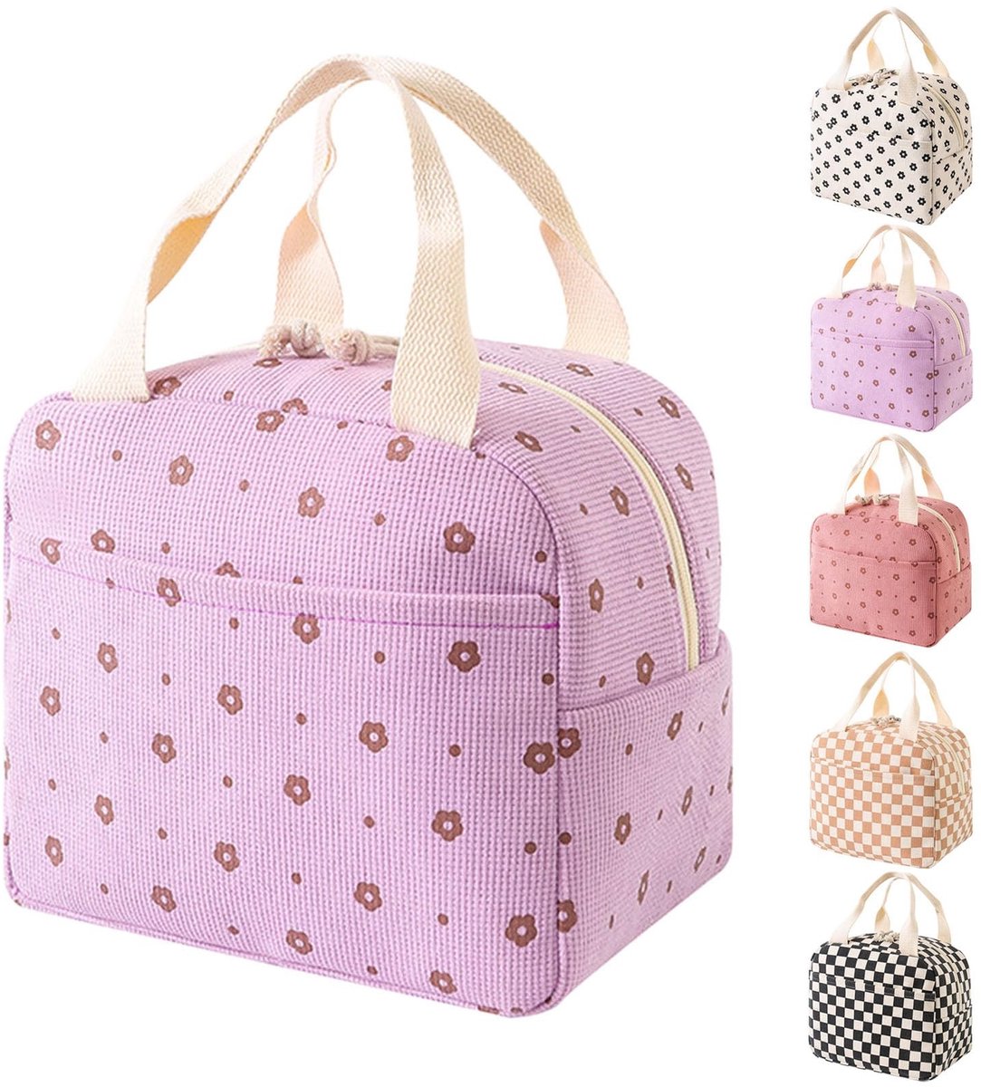 Omgoods - Geïsoleerde Lunch Cooler Bag voor Vrouwen - Cooler Tas met Bloemen voor Kantoor en Picknick