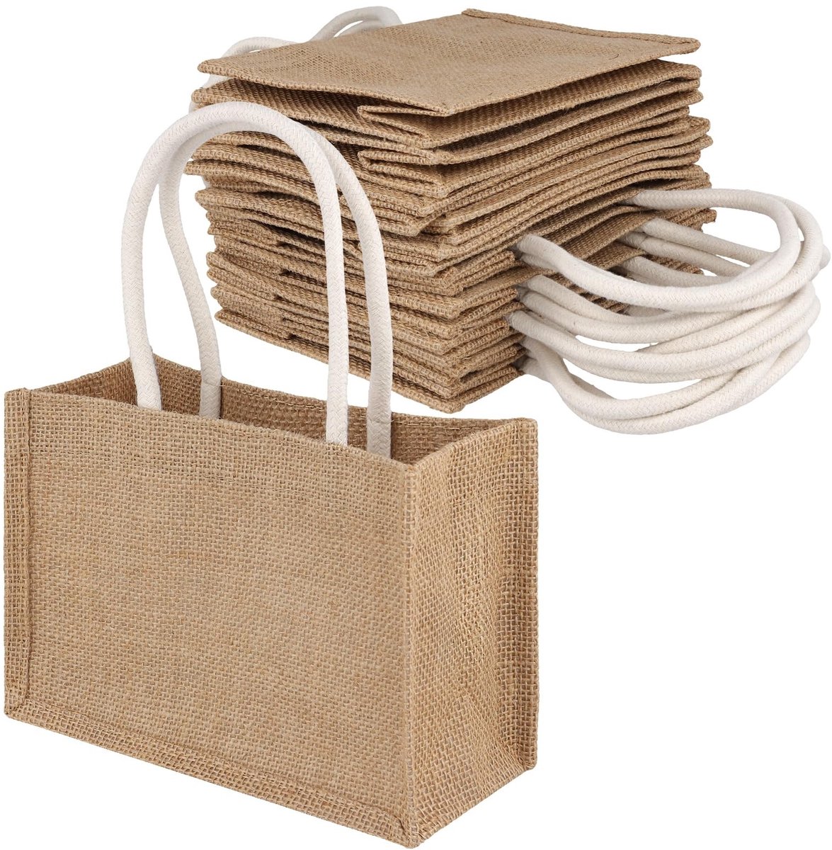 Omgoods - 10 Stuks Kleine Jute Tas voor Cadeaus en Winkelen