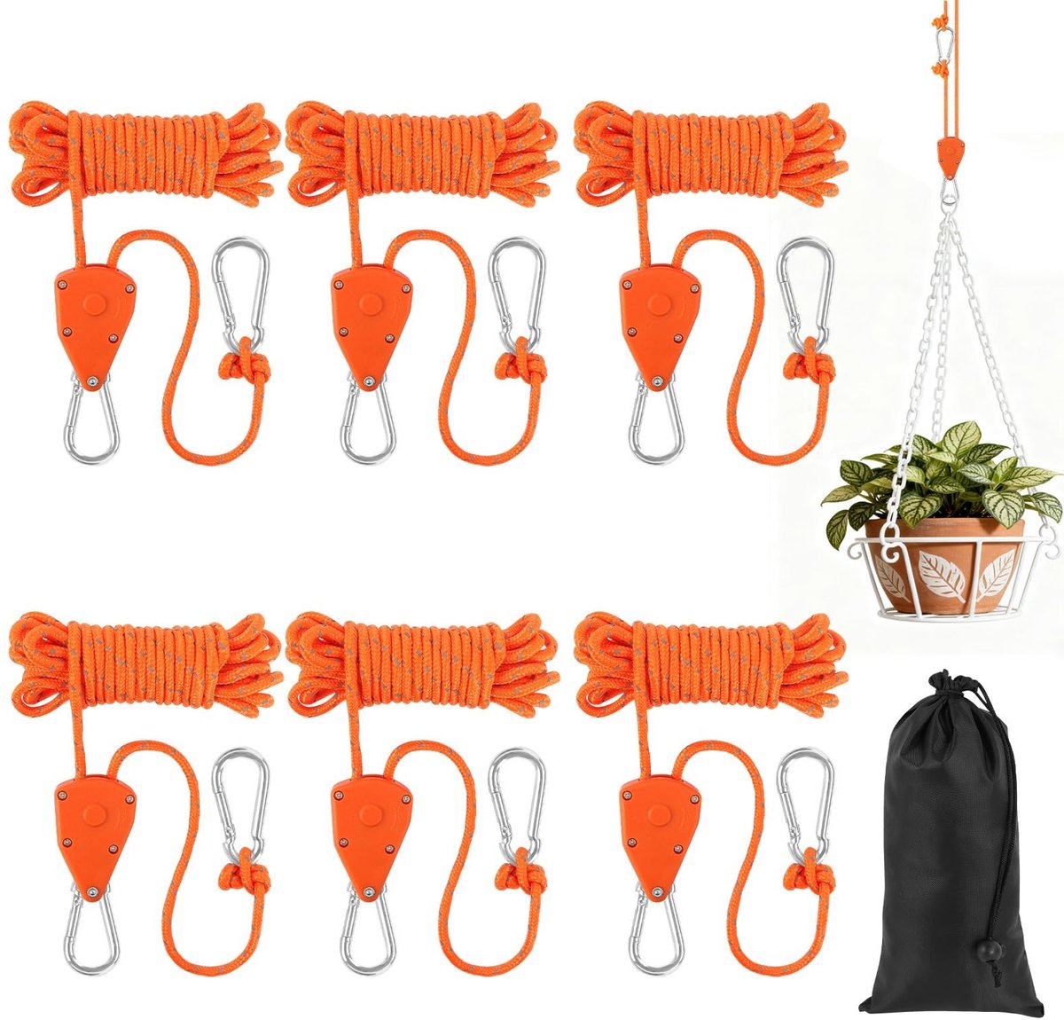 Omgoods - Set van 6 Ratchet Ropes, 4 Meter voor Kamperen