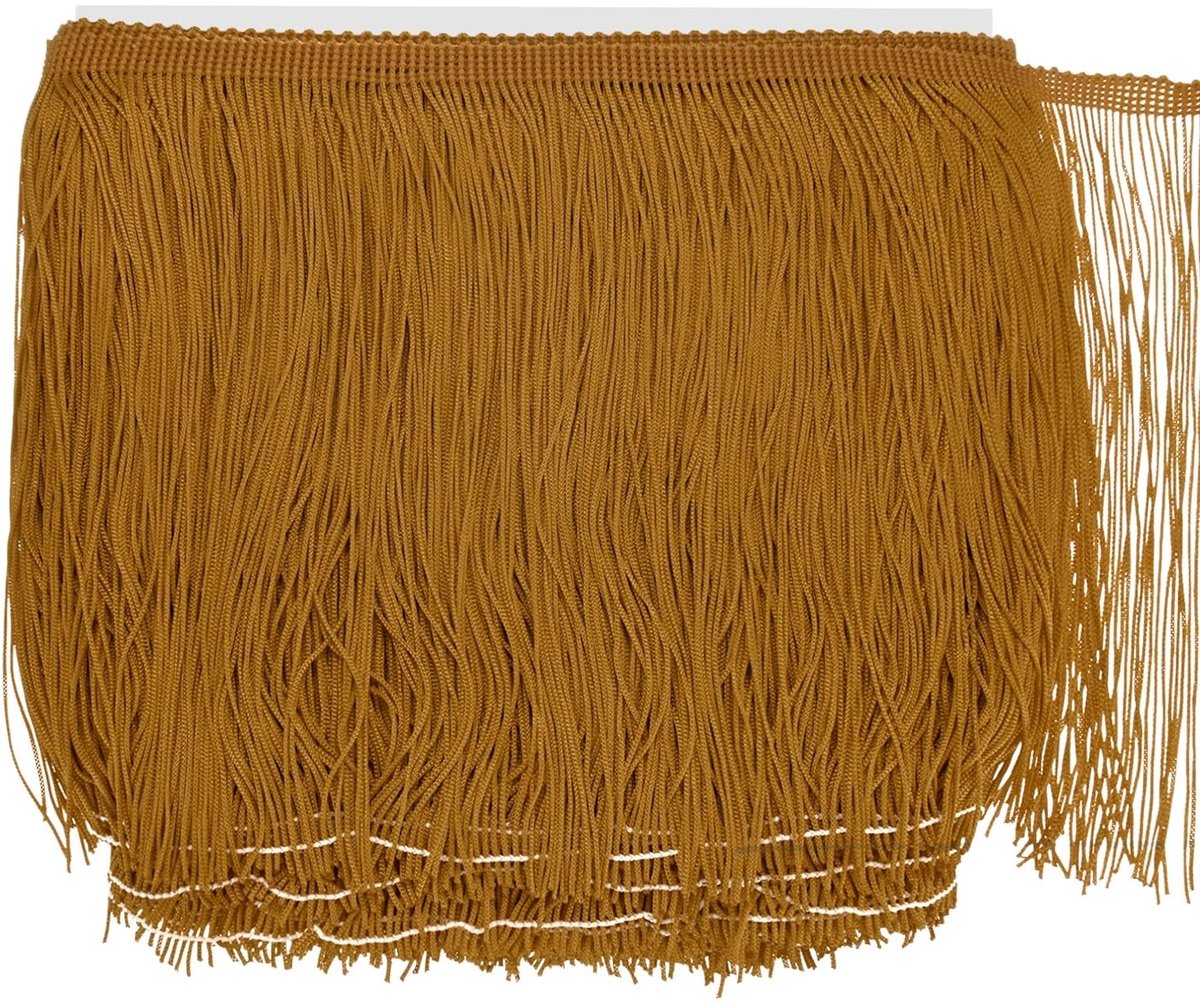 Omgoods - Polyester Chainette Franjes van 20 cm voor Doe-Het-Zelf Projecten in Koffie