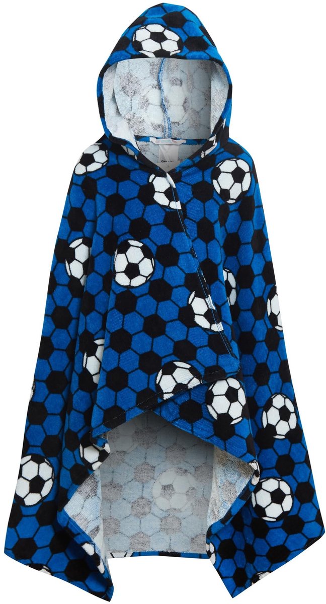 Omgoods - Ultimate Kids Voetbal Hooded Poncho Towel - Blauw