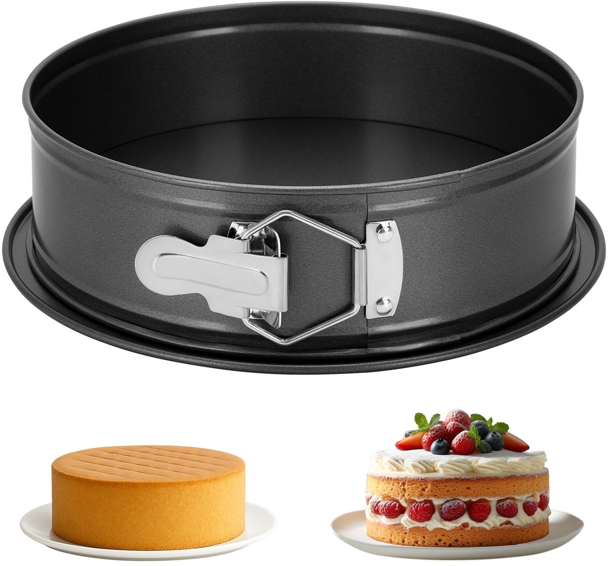 Omgoods - Ronde Springvorm met Uitneembare Bodem - Voor Cheesecake en Taarten (20×6.5cm)