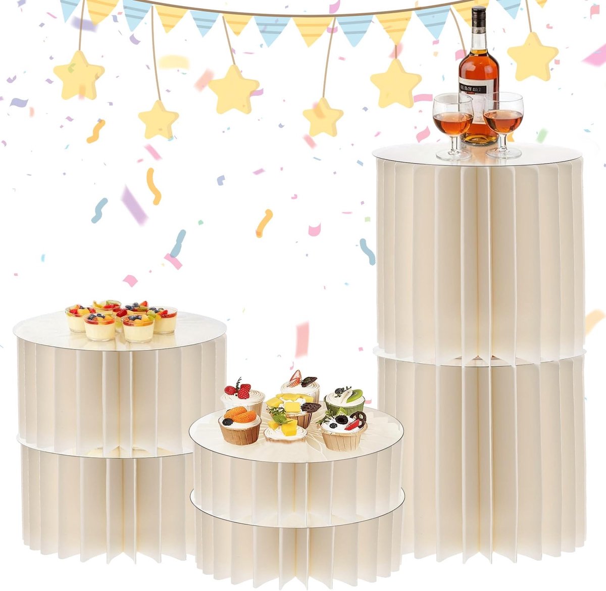 Omgoods - Set van 6 Vouwbare Buffetstands met PVC Borden voor Feesten