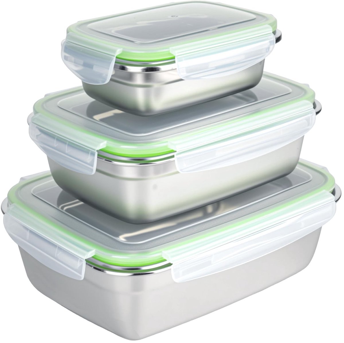 Omgoods - Set van 3 RVS Voedselopslagdozen met Deksel