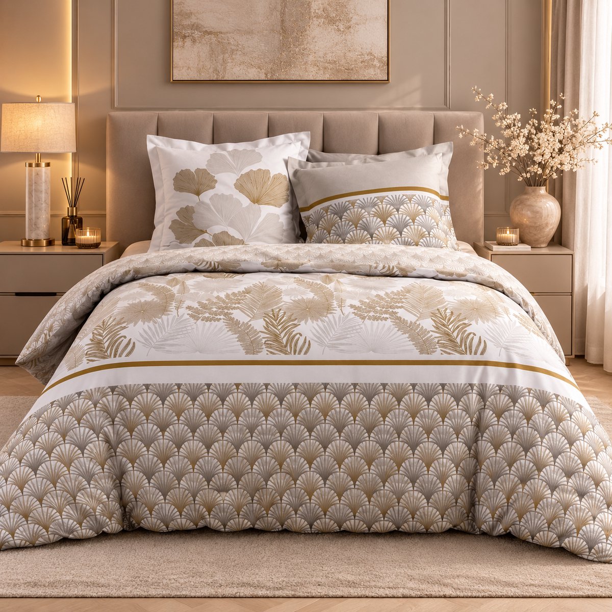 Luxe Dekbedovertrek Melisse 240 x 220 cm – Percale Katoen – 78 Thread Count – Crème