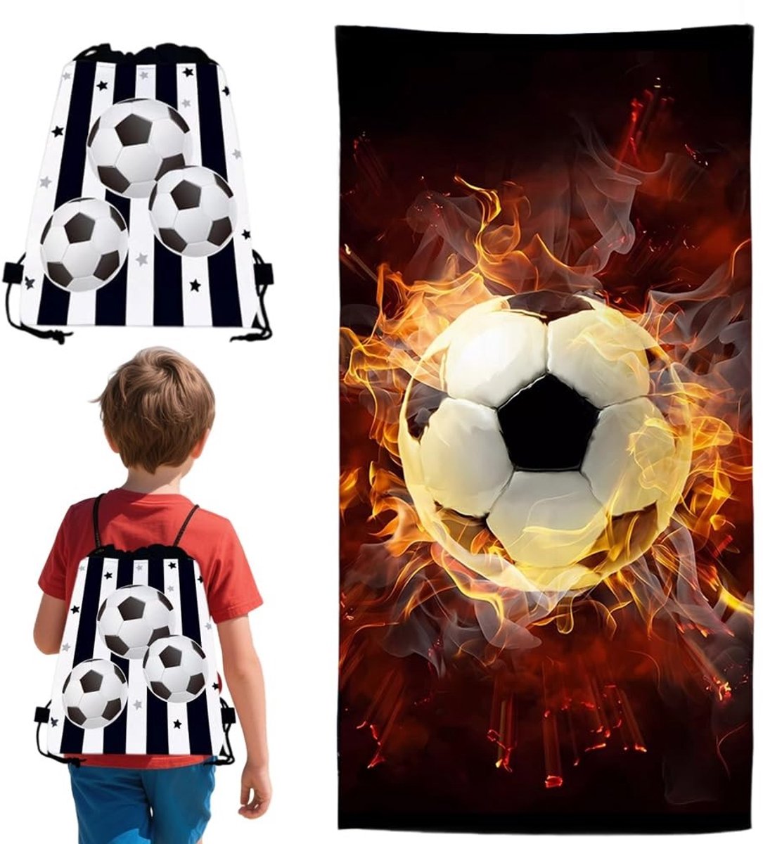 Omgoods - Voetbal Strandlaken met Trekkoord - Microvezel Set van 2