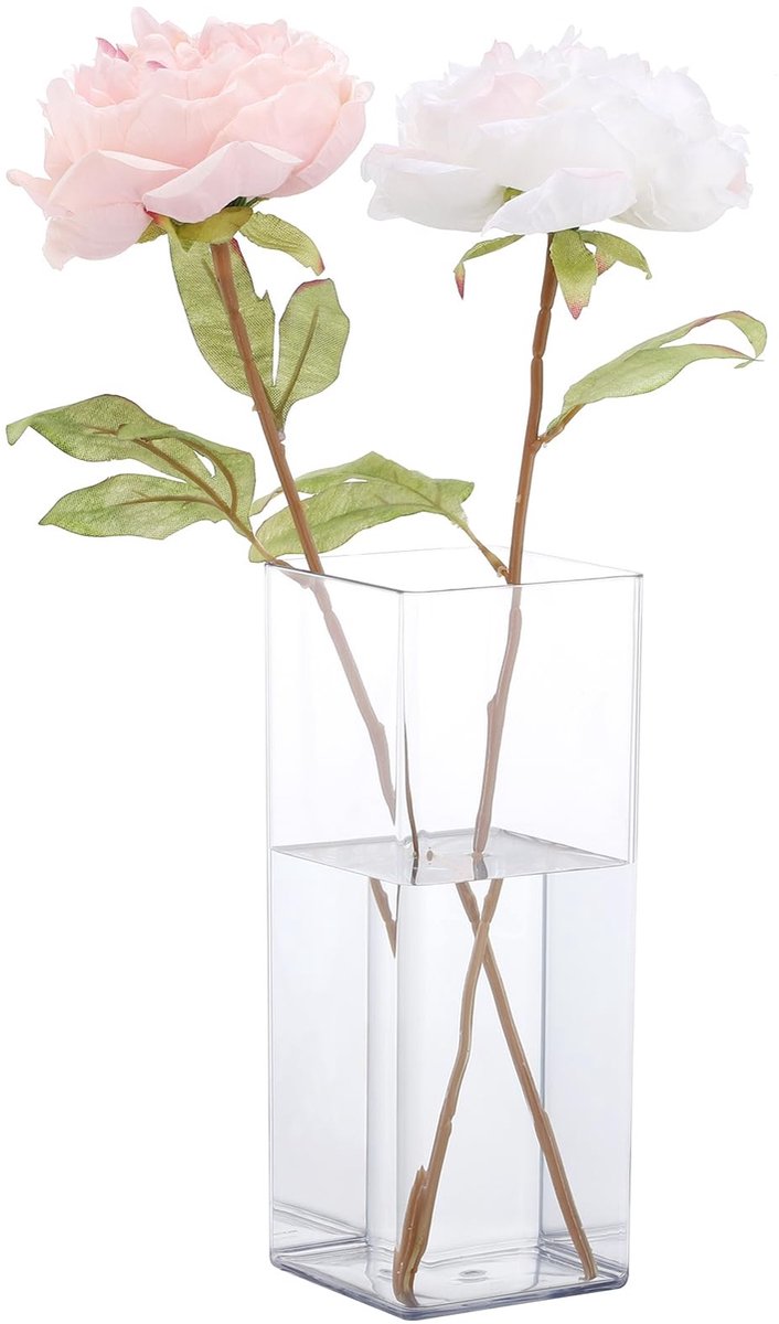Omgoods - Transparante Acryl Vaas 10x25cm Vierkant voor Bloemen