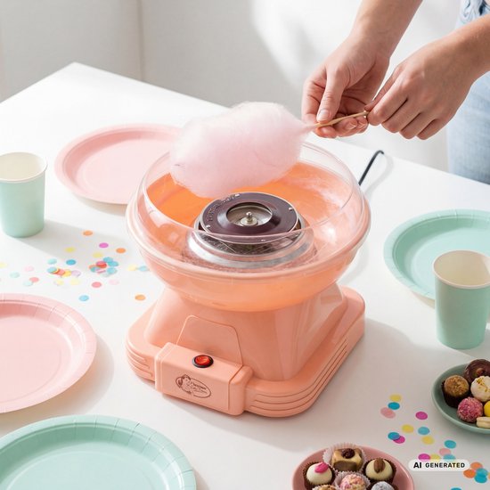 Bestron Suikerspinmachines - ACCM400PE - Cotton Candy - Incl. 10 stokjes & maatlepel - Oranje - 5 jaar garantie — afbeelding 2