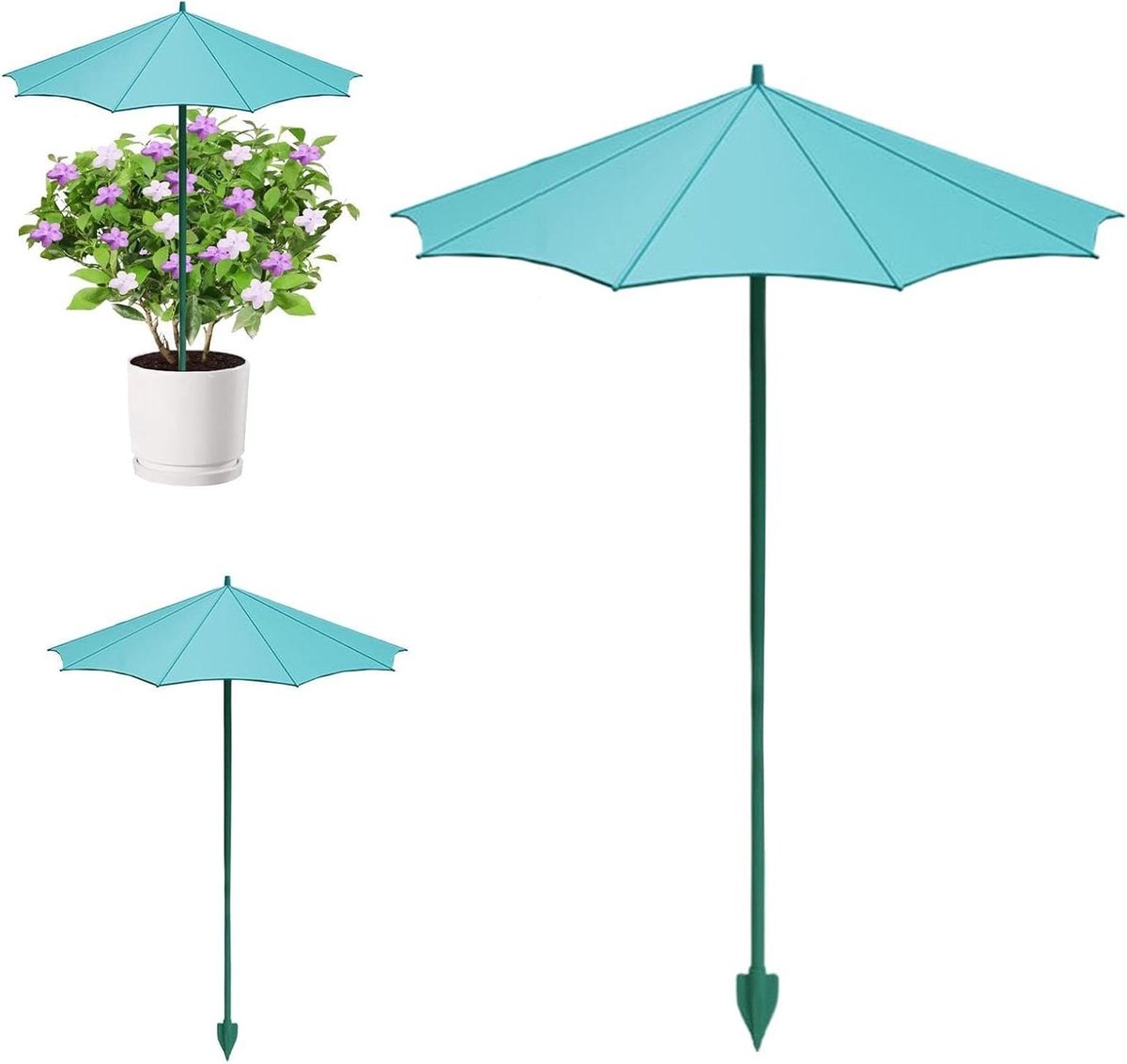 Plantenparasols 3 stuks - Kleine zonneschermen - Planten beschermen - Glasvezelparaplustang - 26.5 cm diameter - Pauwblauw