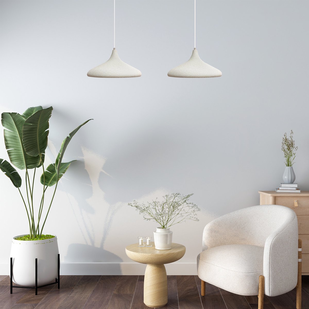 Bamyum Champion hanglamp, industriële Modern stijl, Ø35 cm, wit metalen lamp