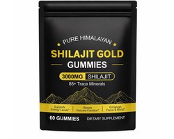 Shilajit Gold Gummies – 60 stuks – 3000 mg Shilajit – 85+ Mineralen – Energie, Focus & Immuniteit – ArtoaLabs