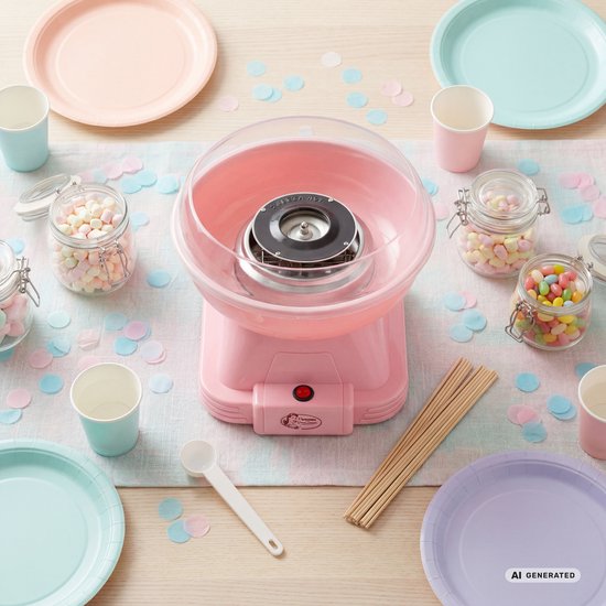 Bestron Suikerspinmachines - ACCM400P - Cotton Candy - Incl. 10 stokjes & maatlepel - Roze - 5 jaar garantie — afbeelding 3