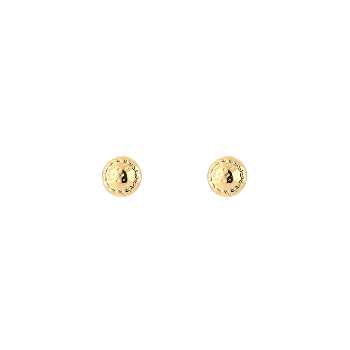 Textured Disc Hammered Studs – Luxe Oorstekers met Geciseleerd Rondje – RVS - Goud