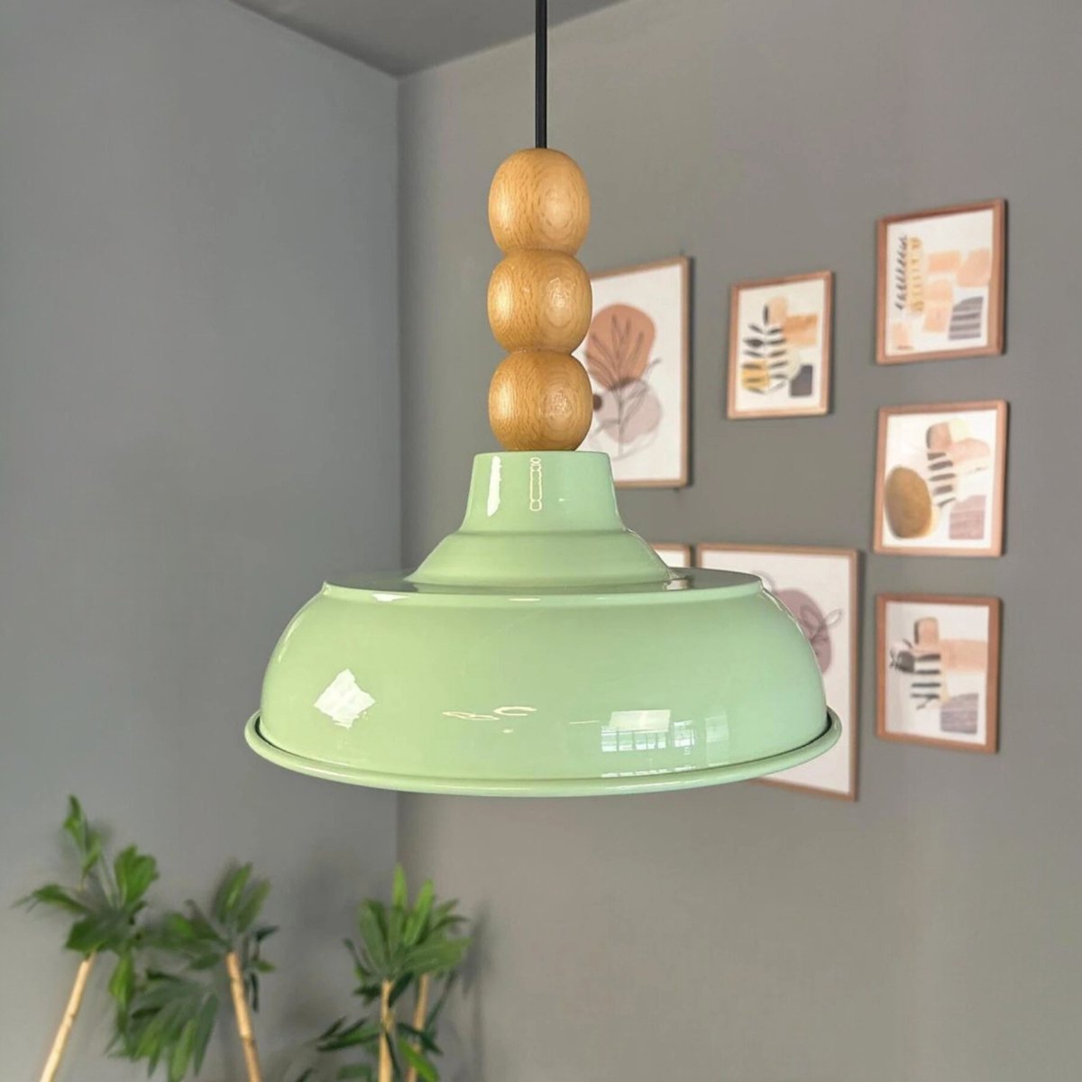 Bamyum Veluna hanglamp, industriële Modern stijl, Ø26 cm, groen metalen lamp