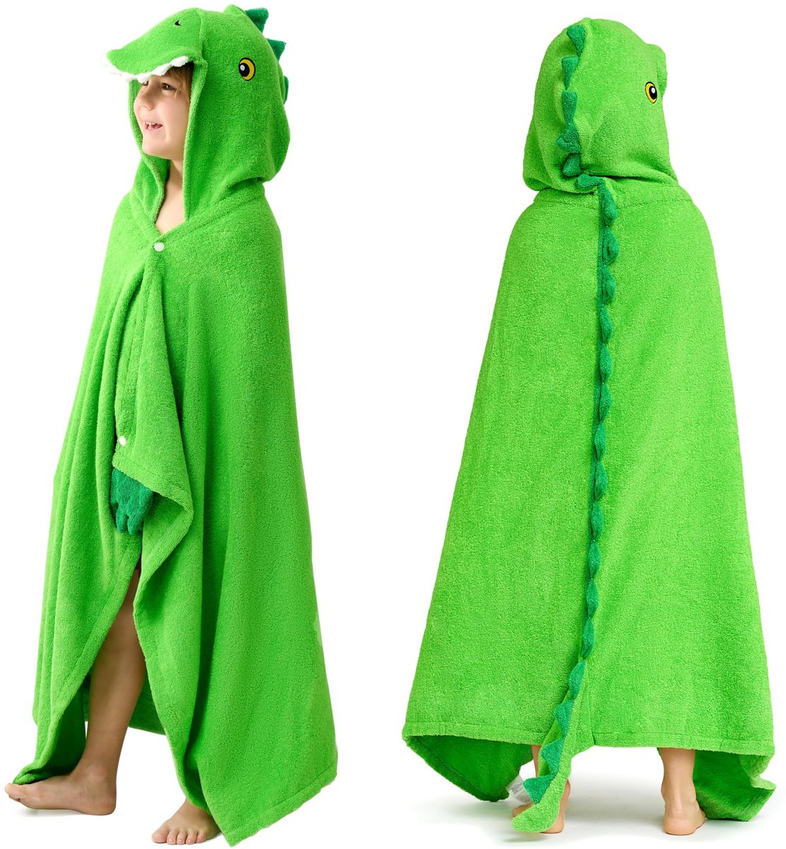 Omgoods - Dinosaur Badhanddoek met Kap voor Kinderen van 3 tot 10 Jaar