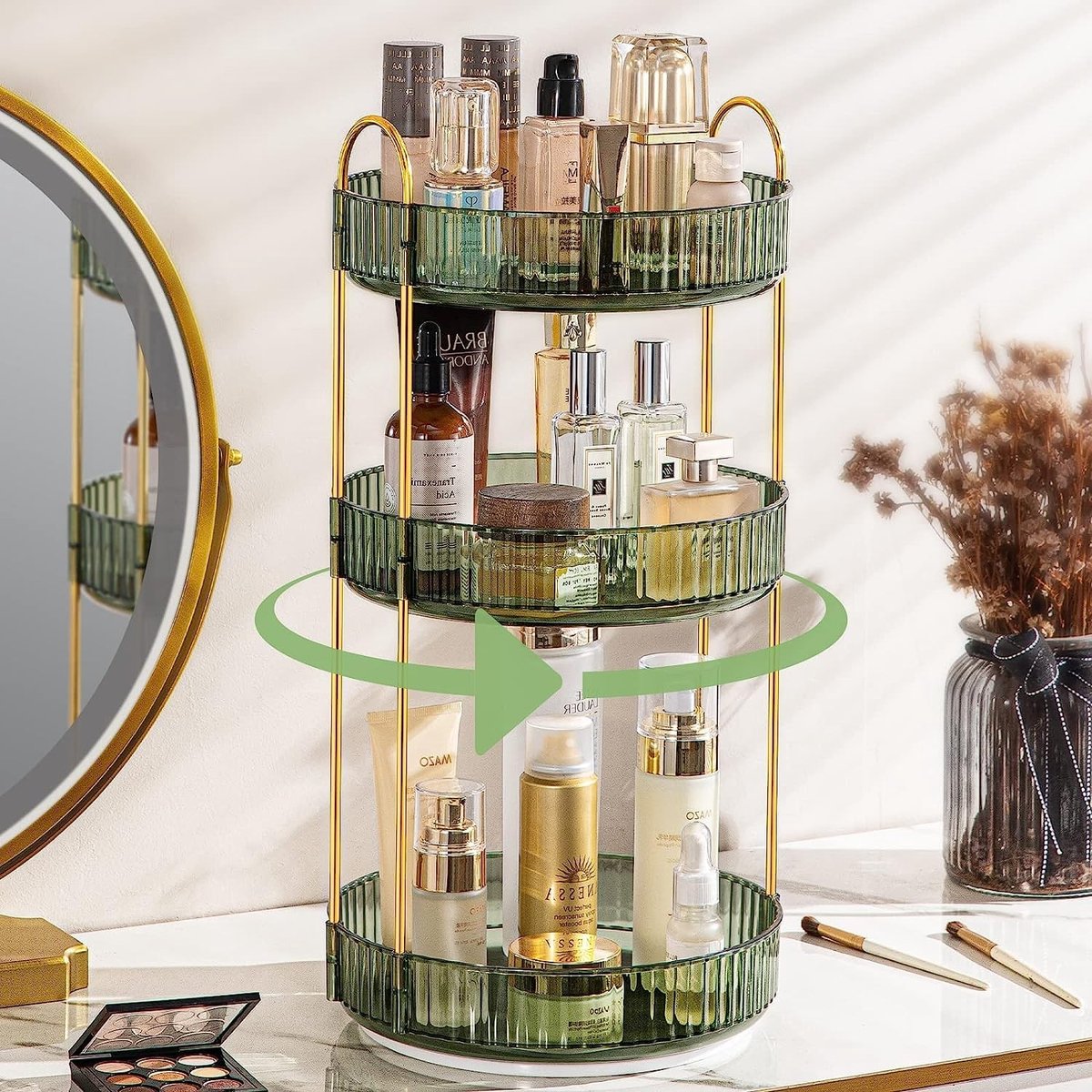 Omgoods - 360 Graden Draaiende Make-up Organizer met 3 Lagen