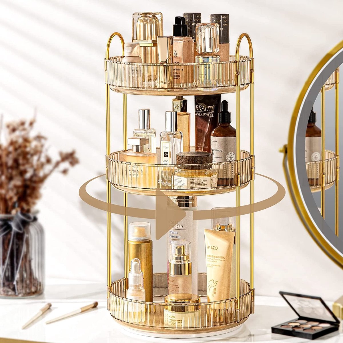 Omgoods - Makeup Organizer - 360 Graden Draaibare Cosmetica Organizer met 3 Lagen