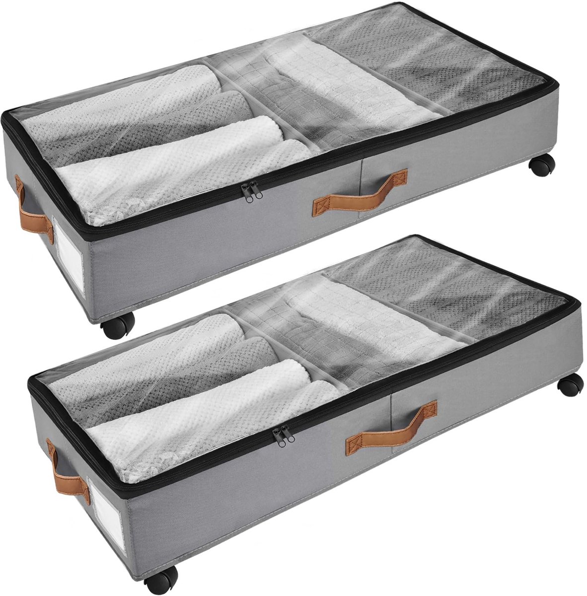 Omgoods - Onderbed Opbergdozen met Wielen voor Kleding en Schoenen