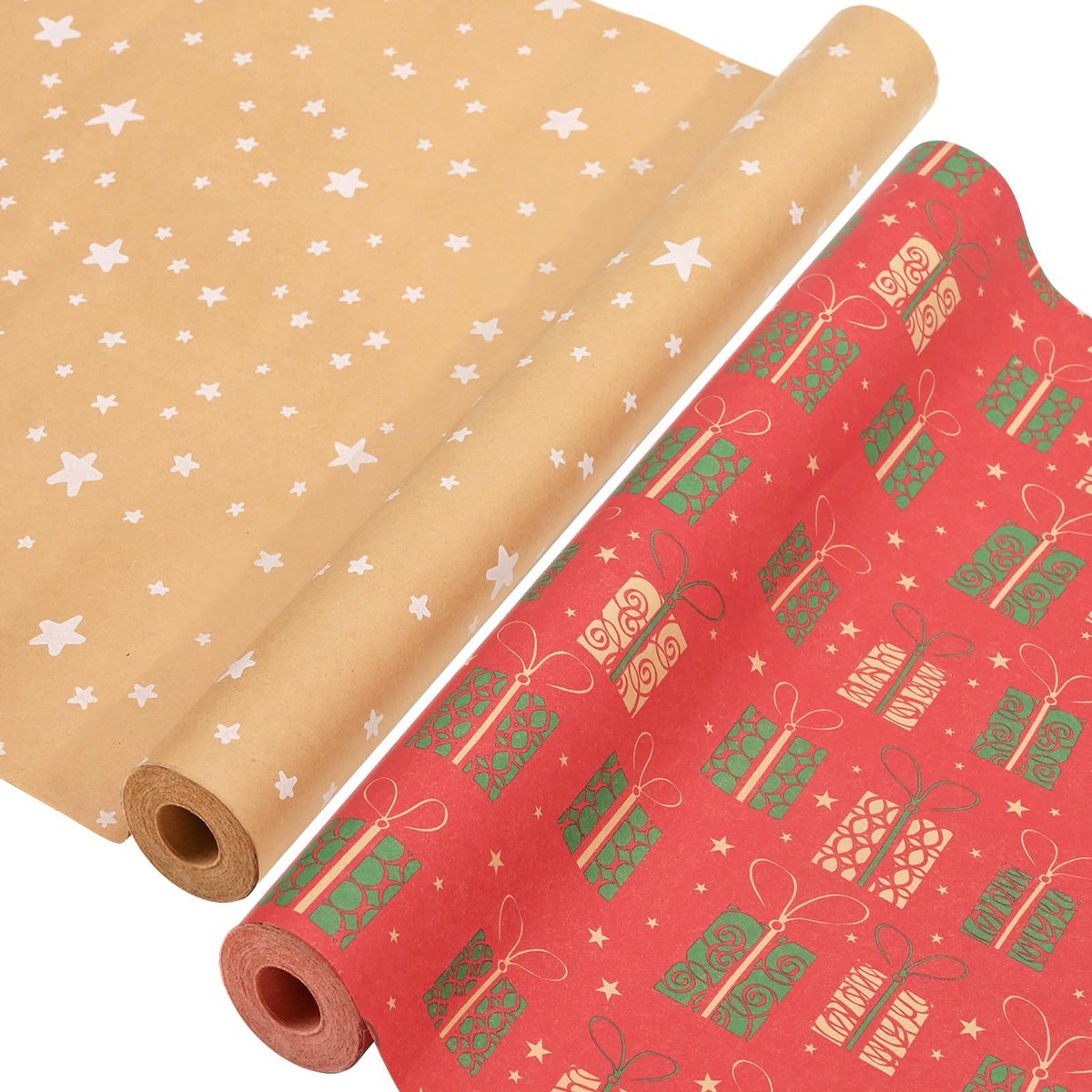 Omgoods - Set van 2 Kerst Cadeau Inpakrollen 43cm x 15m
