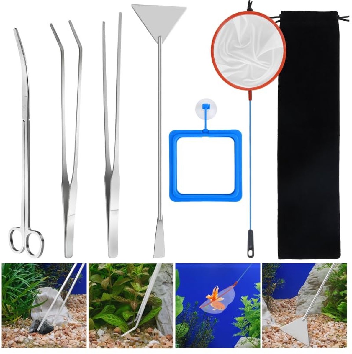 Omgoods - Roestvrijstalen Aquariums Set - 7 Stuks voor Aquascaping